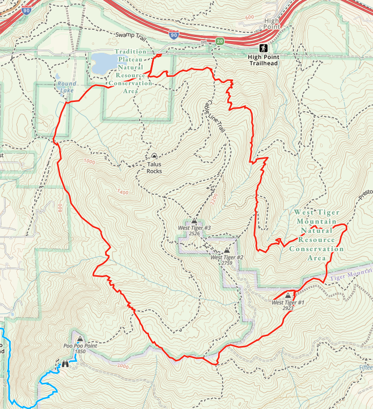 West Tiger #1 10mi/16km loop